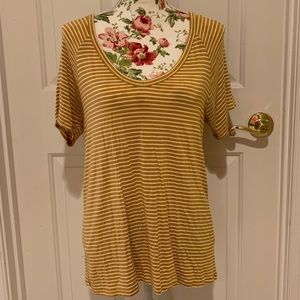 American Eagle Soft & Sexy mustard yellow and white stripe t shirt size Medium